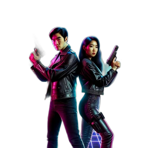 jacket, weapon, concept art, cyberpunk transparent PNG cut-out
