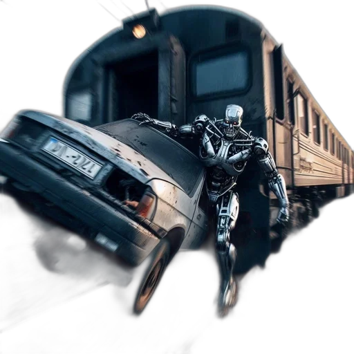 robot, car, weapon, 3d render transparent PNG cut-out