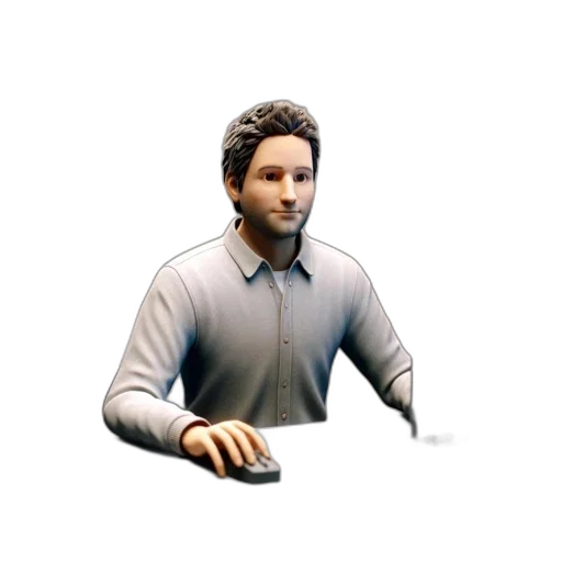 staff, jacket, face, 3d render transparent PNG cut-out