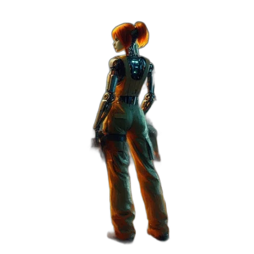 robot, staff, weapon, jacket transparent PNG cut-out