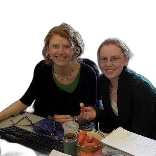 staff, two, women, sit transparent PNG cut-out
