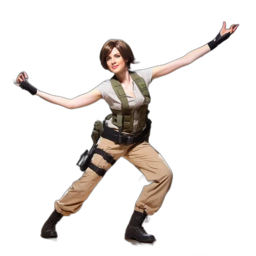 concept art, pixel art, 3d render, woman transparent PNG cut-out
