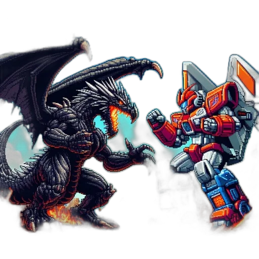 dragon, concept art, fantasy art, pixel art transparent PNG cut-out
