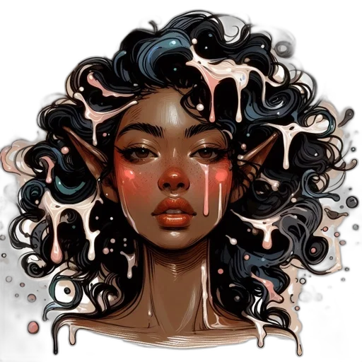 hair, face, crown, concept art transparent PNG cut-out