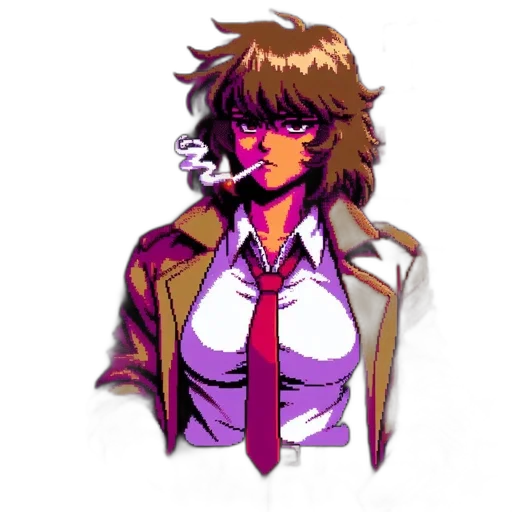jacket, staff, face, pixel art transparent PNG cut-out