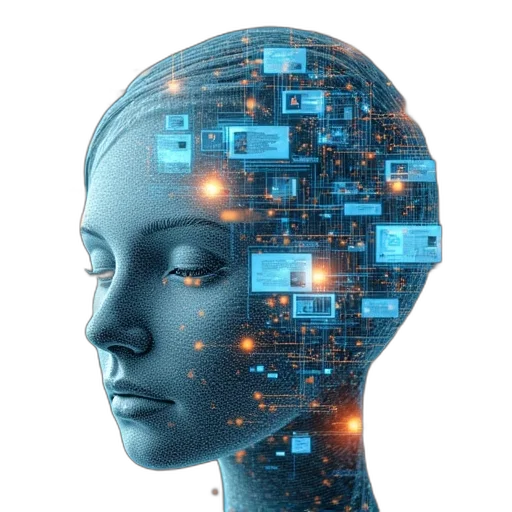 robot, face, cyberpunk, news transparent PNG cut-out
