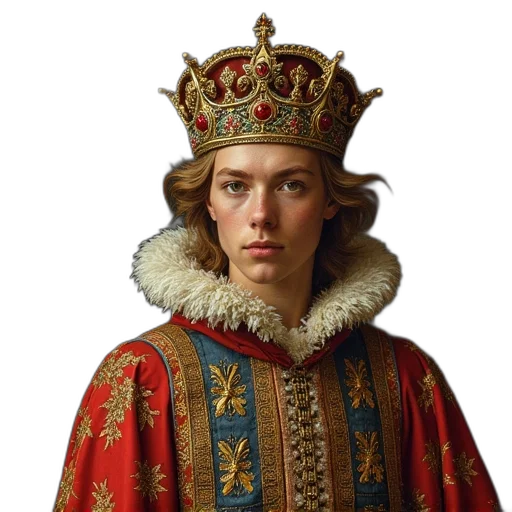 crown, face, jacket, staff transparent PNG cut-out
