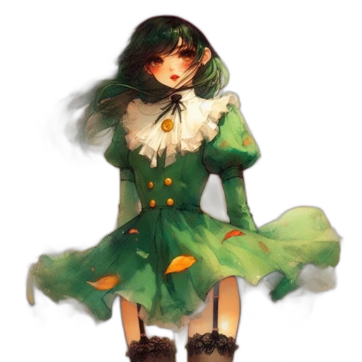 dress, staff, flower, creature transparent PNG cut-out