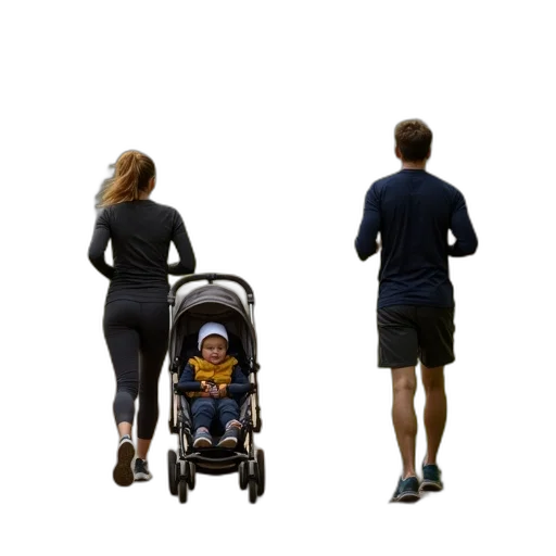 woman, jogging, child, stroller transparent PNG cut-out