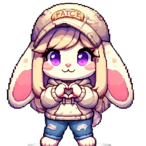 jacket, hat, pixel art, anime transparent PNG cut-out