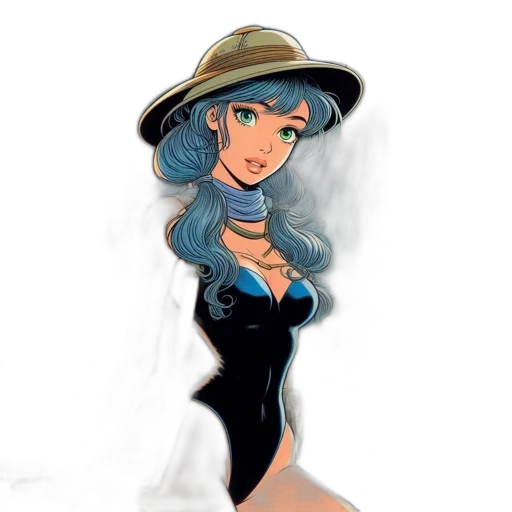 dress, hat, cartoon, comic book art transparent PNG cut-out
