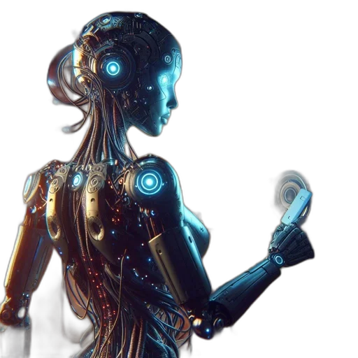 robot, dress, staff, concept art transparent PNG cut-out