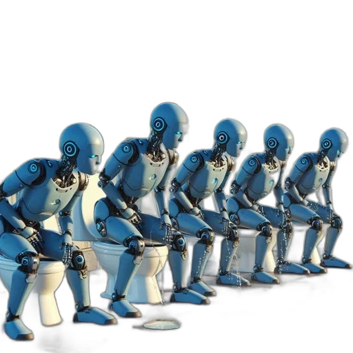 robot, staff, concept art, 3d render transparent PNG cut-out