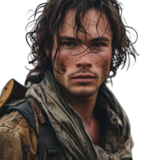 face, hair, weapon, jacket transparent PNG cut-out