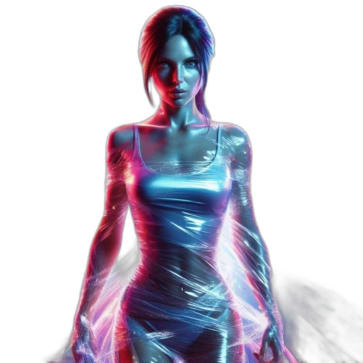 dress, concept art, cyberpunk, comic book art transparent PNG cut-out