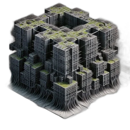 building, 3d render, concept art, pixel art transparent PNG cut-out