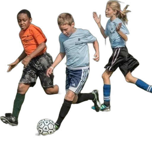 three, children, playing, soccer transparent PNG cut-out