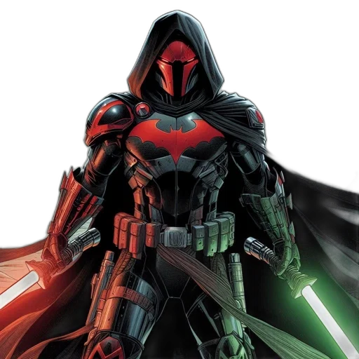 comic book art, concept art, red, hooded transparent PNG cut-out