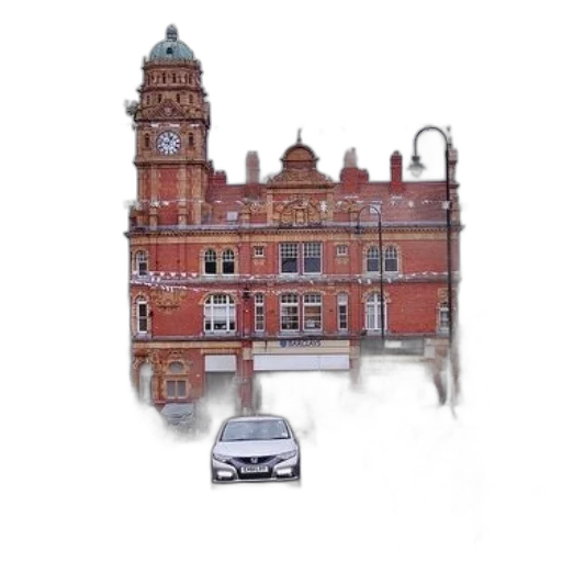 building, car, photorealistic, 3d render transparent PNG cut-out