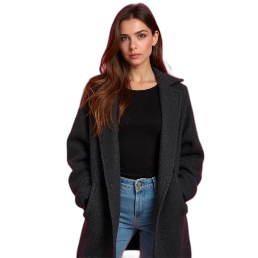 jacket, dark, monochrome, earth tones transparent PNG cut-out
