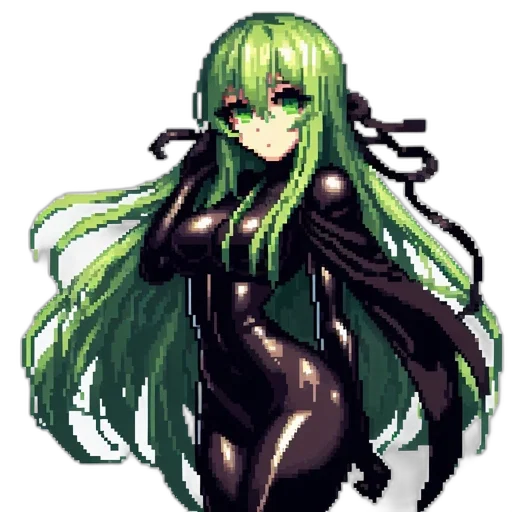 robot, dress, hair, staff transparent PNG cut-out