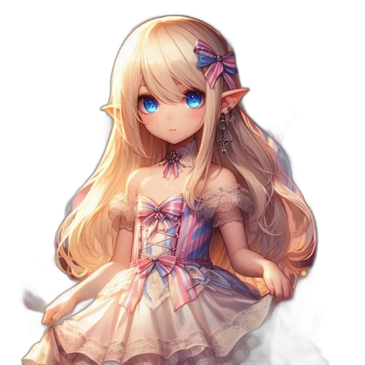 dress, face, staff, flower transparent PNG cut-out