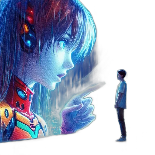 robot, concept art, cyberpunk, anime transparent PNG cut-out