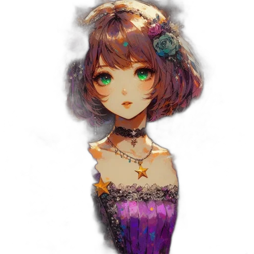 dress, crown, jewelry, staff transparent PNG cut-out