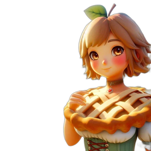 food, dress, 3d render, pixel art transparent PNG cut-out