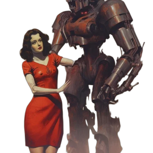 robot, dress, weapon, creature transparent PNG cut-out