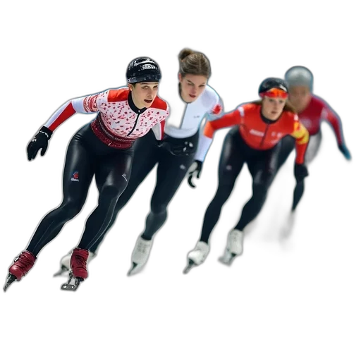 four, women, skating, semi transparent PNG cut-out