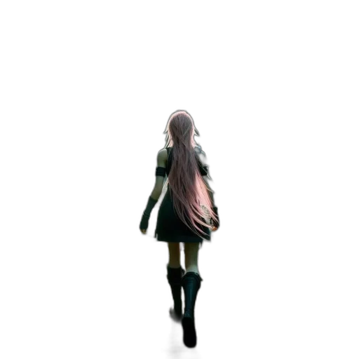 dress, hair, creature, staff transparent PNG cut-out