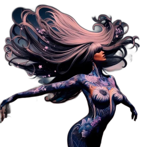hair, creature, dress, concept art transparent PNG cut-out