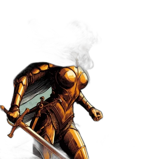 sword, robot, weapon, comic book art transparent PNG cut-out