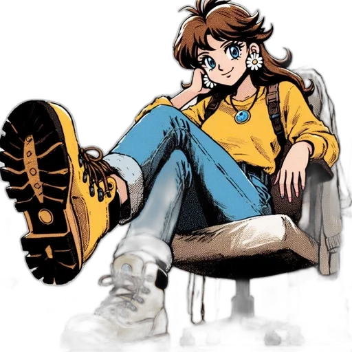 shoes, jacket, crown, comic book art transparent PNG cut-out