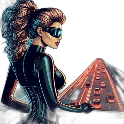 comic book art, cyberpunk, concept art, cartoon transparent PNG cut-out