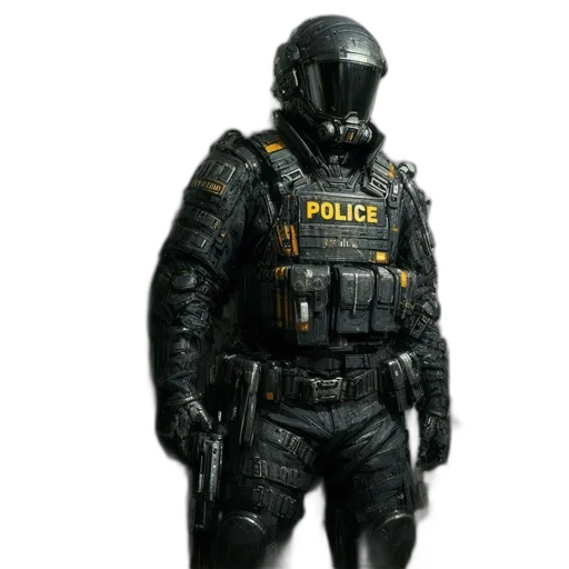 jacket, weapon, staff, robot transparent PNG cut-out