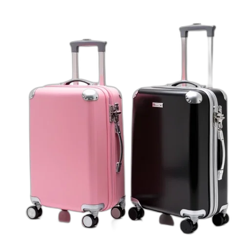 pink, black, luggage, set transparent PNG cut-out