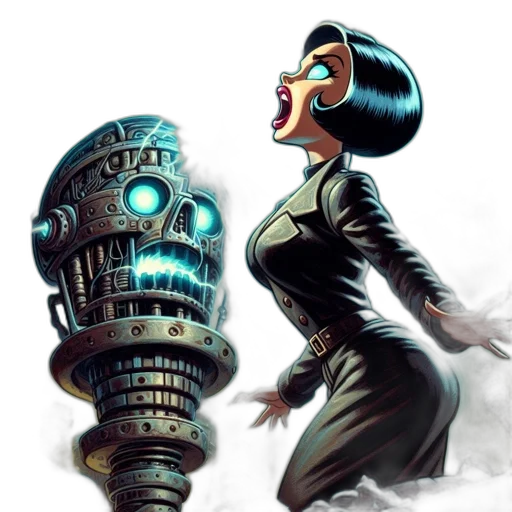 robot, comic book art, concept art, cyberpunk transparent PNG cut-out