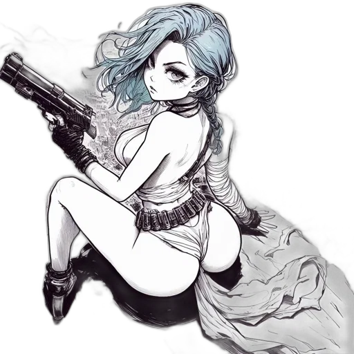 weapon, dress, concept art, cyberpunk transparent PNG cut-out