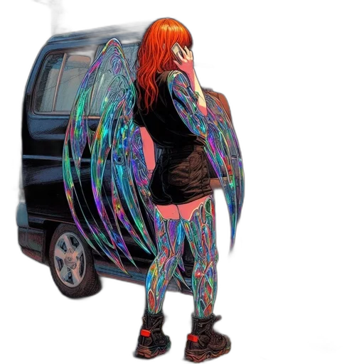 jacket, car, hair, creature transparent PNG cut-out