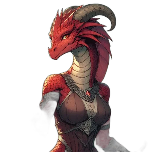 dragon, dress, staff, creature transparent PNG cut-out