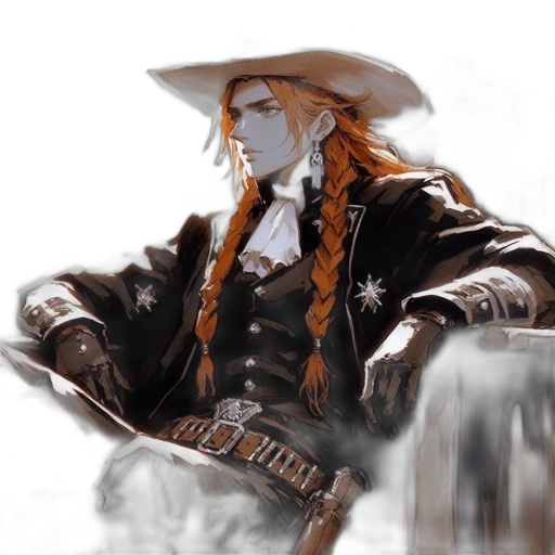 hat, jacket, weapon, staff transparent PNG cut-out