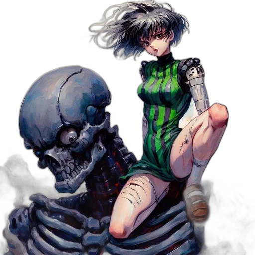dress, robot, comic book art, cyberpunk transparent PNG cut-out