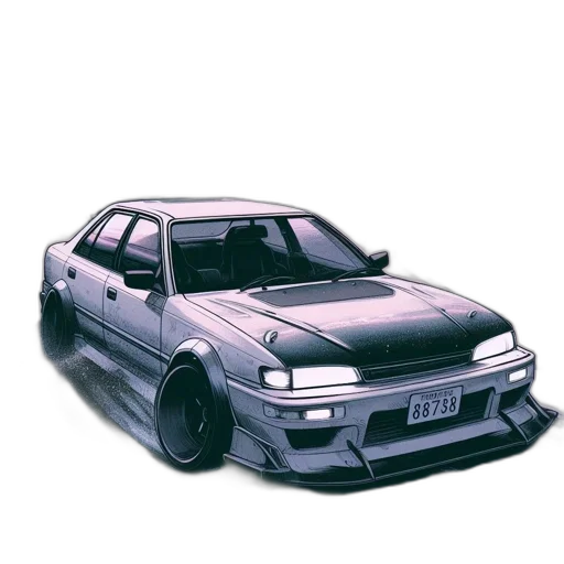 car, weapon, vaporwave, 3d render transparent PNG cut-out