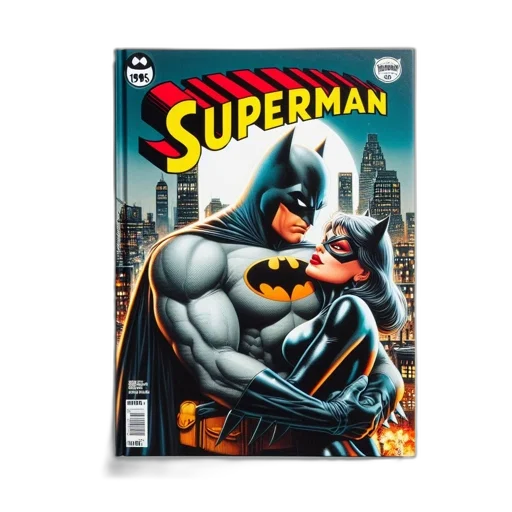 comic book art, concept art, batman, catwoman transparent PNG cut-out