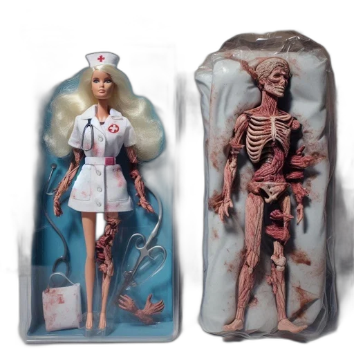 concept art, two, contrasting, barbie transparent PNG cut-out