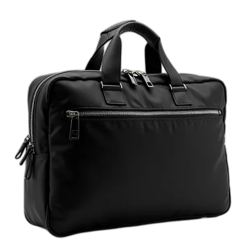 black, nylon, briefcase, zipper transparent PNG cut-out