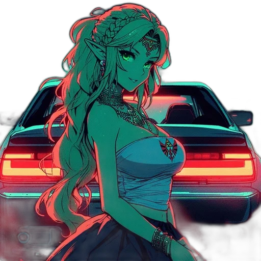 dress, car, anime, vaporwave transparent PNG cut-out