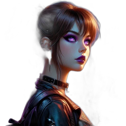 face, jacket, robot, cyberpunk transparent PNG cut-out